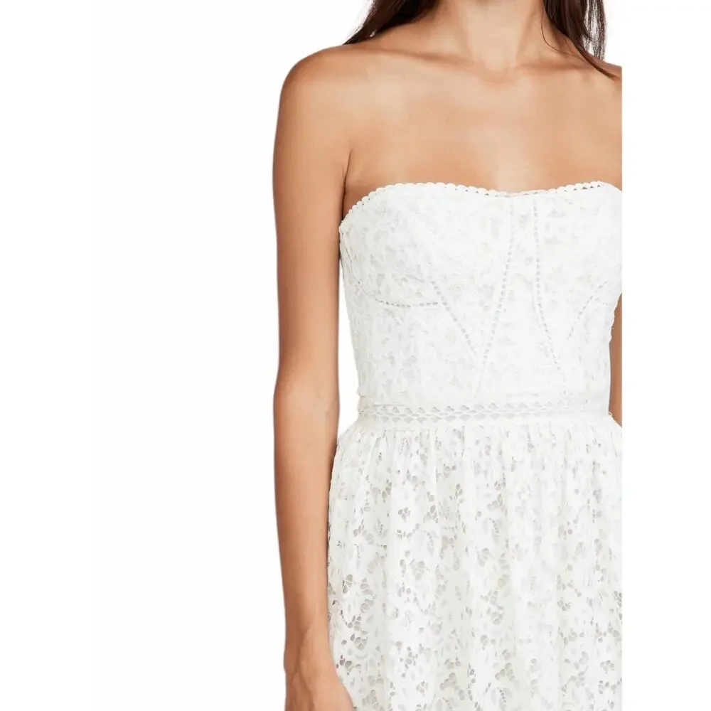 Jonathan Simkhai Strapless Lace Bridal Dress Convertible White Size 6 - Picture 4 of 12